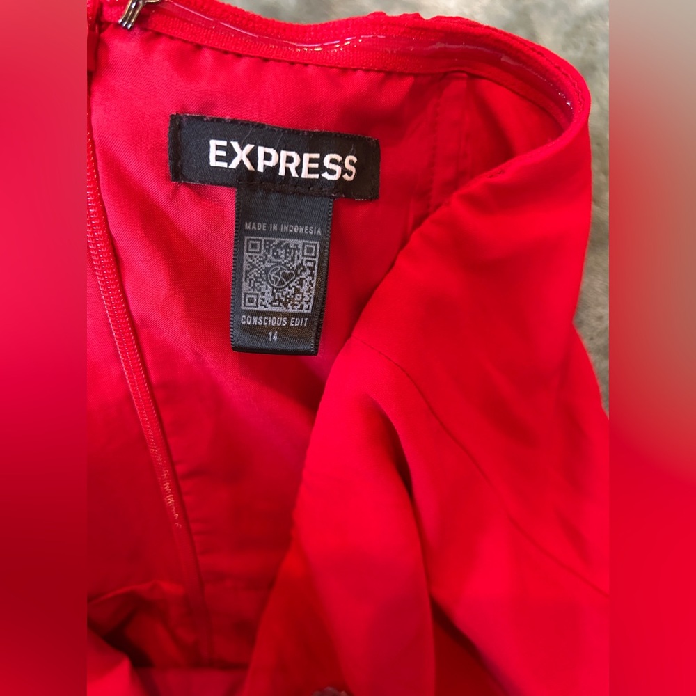 Express Red Strapless Ruffle-Front Dress - Picture 2 of 3